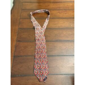 Red Green Gold Floral DIOR Silk Tie‎ Italy